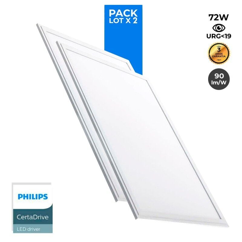 foto del prodotto lotto 2 pannello led slim 120x60cm driver philips 72w ugr19 bianco freddo
