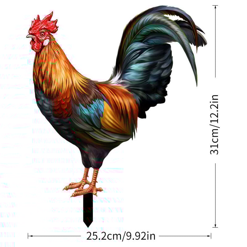 foto del prodotto sollbry 1 pezzo di decorazione acrilica da giardino a forma di gallo per prato da giardino