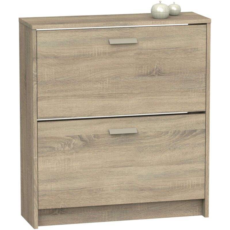 foto del prodotto scarpiera tibet a 2 ante, da ingresso, a parete, rovere cambriano, 82x74x25 cm