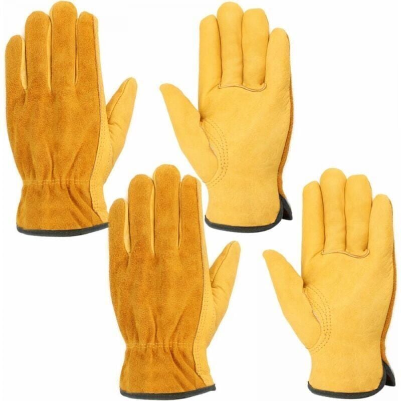 foto del prodotto guanti da lavoro in pelle, 2 paia di guanti impermeabili resistenti, taglia m, adatti per edilizia, giardinaggio, riparazione auto, unisex