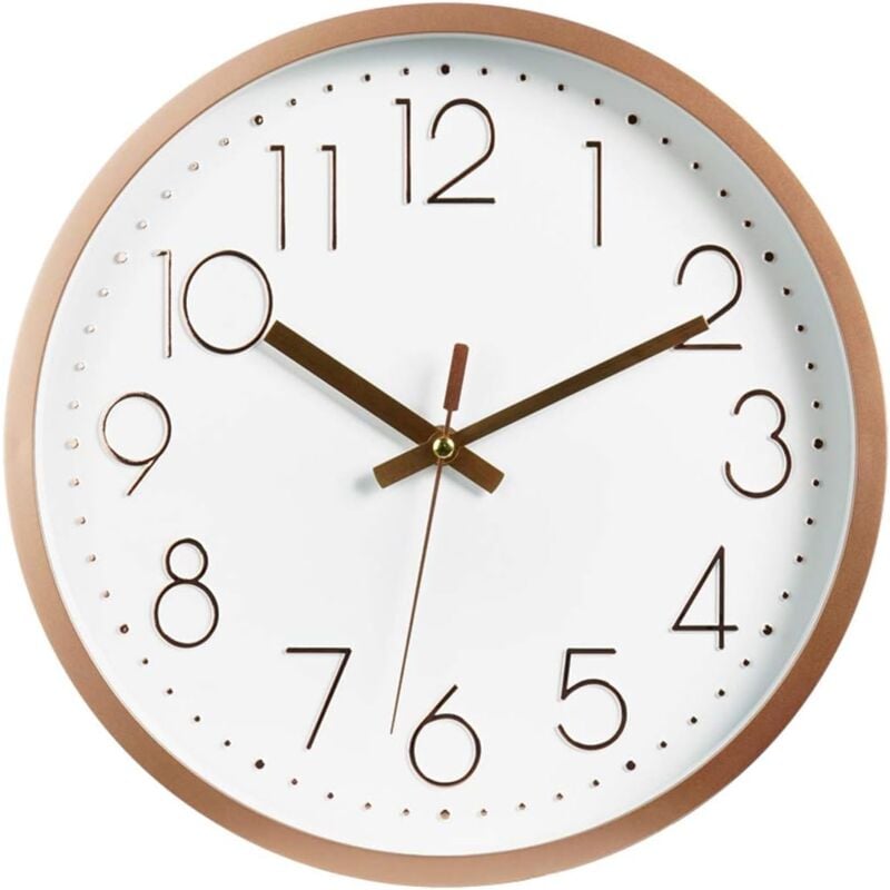 foto del prodotto orologio da parete moderno da 12 pollici, silenzioso, per camera da letto, cucina, soggiorno oro rosa
