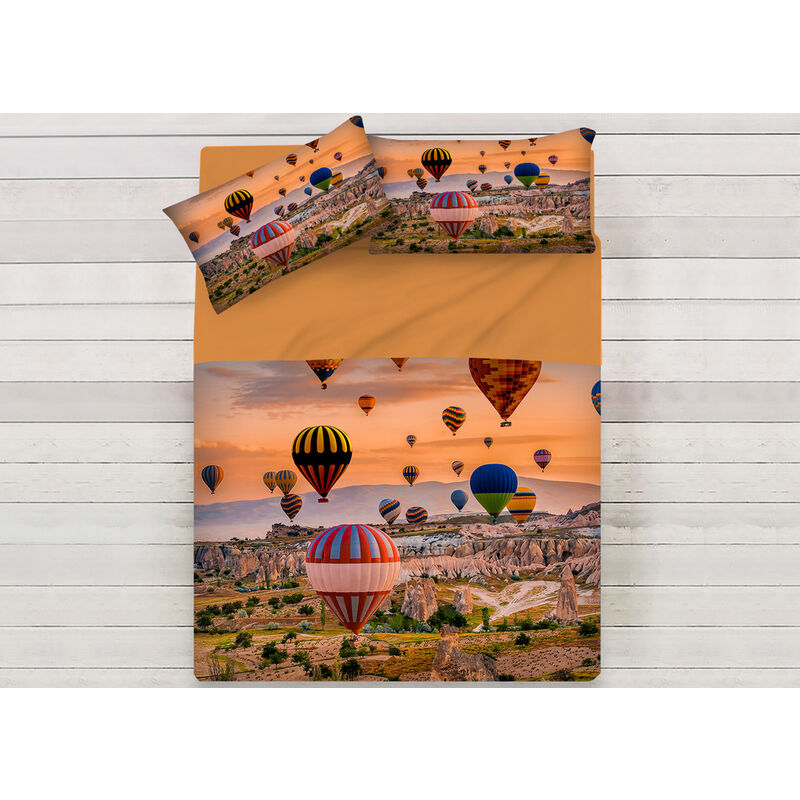 foto del prodotto lenzuola copriletto letto sogni d oro 100 cotone disegno air balloon 59 78, misurasingolocoloreair balloon 59