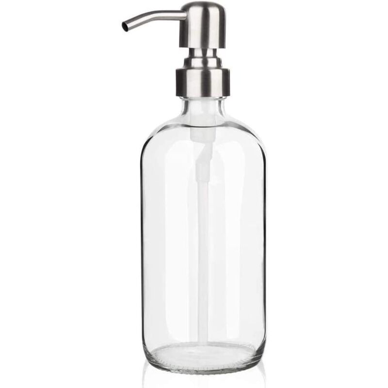 immagine 0 del prodotto sollbry dispenser di sapone in vetro piatto trasparente per cucina, dispenser di sapone liquido ricaricabile con pompa in acciaio inossidabile