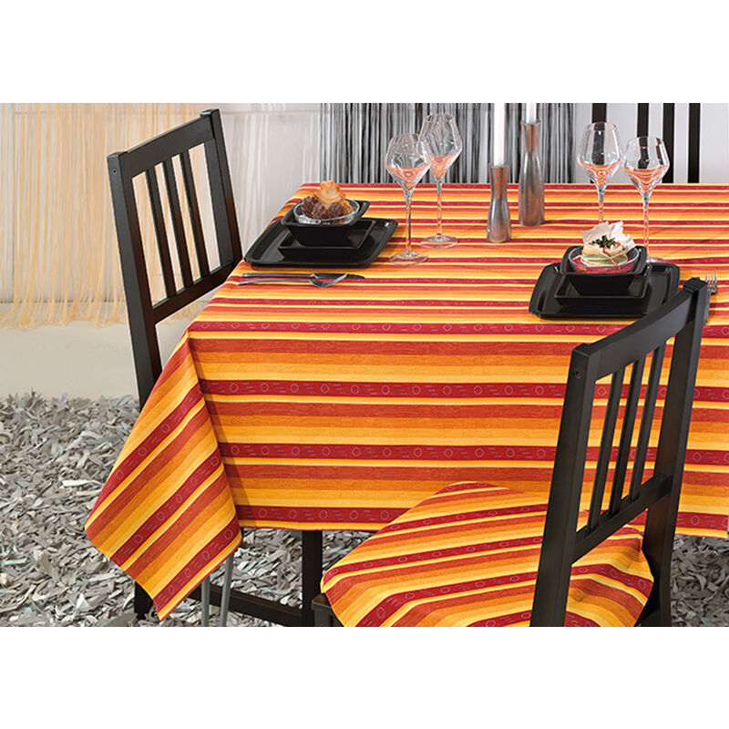 foto del prodotto tovaglia copritavolo resinata antimacchia modello colorado made in italy, misura140x230colorearancio
