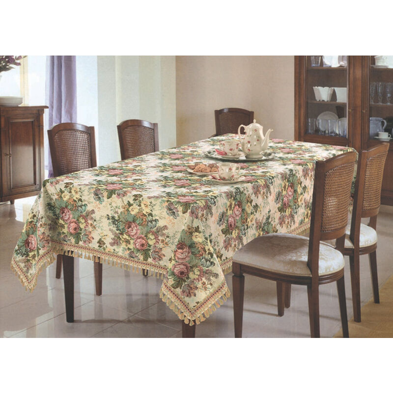 foto del prodotto copritavolo jacquard disegno floreal by suardi, misura150x210colorefloreal
