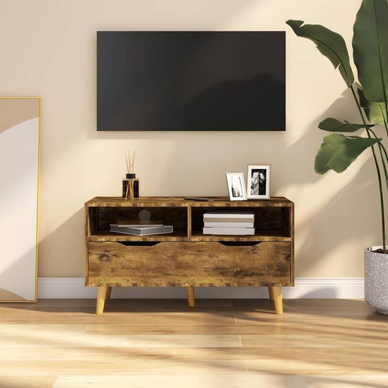 foto del prodotto vidaxl mobile porta tv rovere fumo 90x40x48,5 cm legno multistrato