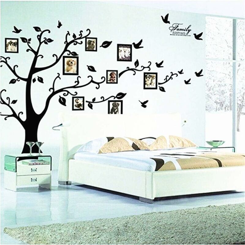 foto del prodotto sollbry grande decorazione da parete con albero genealogico, cornici per foto rimovibili, adesivo da parete in vinile per la decorazione del