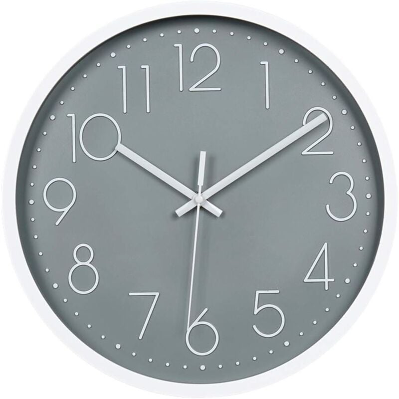 foto del prodotto orologio da parete moderno da 12 pollici, silenzioso, per camera da letto, cucina, soggiorno grigio
