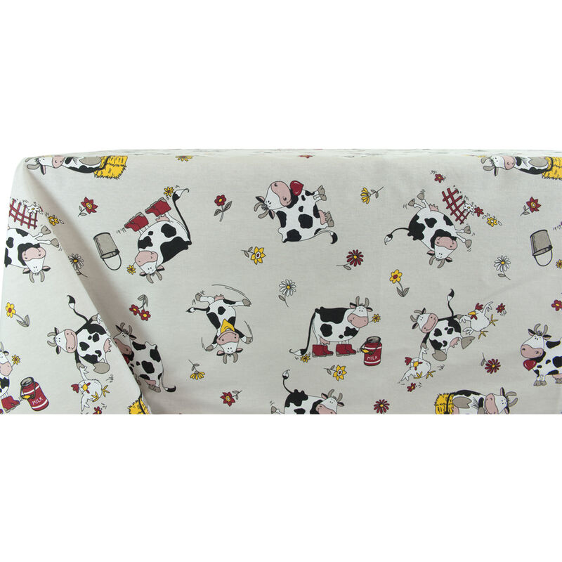 foto del prodotto tovaglia per salotto cucina tavolo 100 cotone made in italy mucca rp, misura140x240coloremucca
