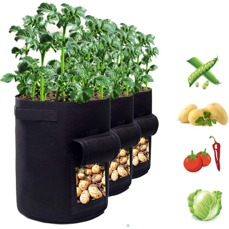 foto del prodotto sacchetti per la coltivazione da 7 galloni, sacchetto per piantagione ispessito per patate e verdure con finestra