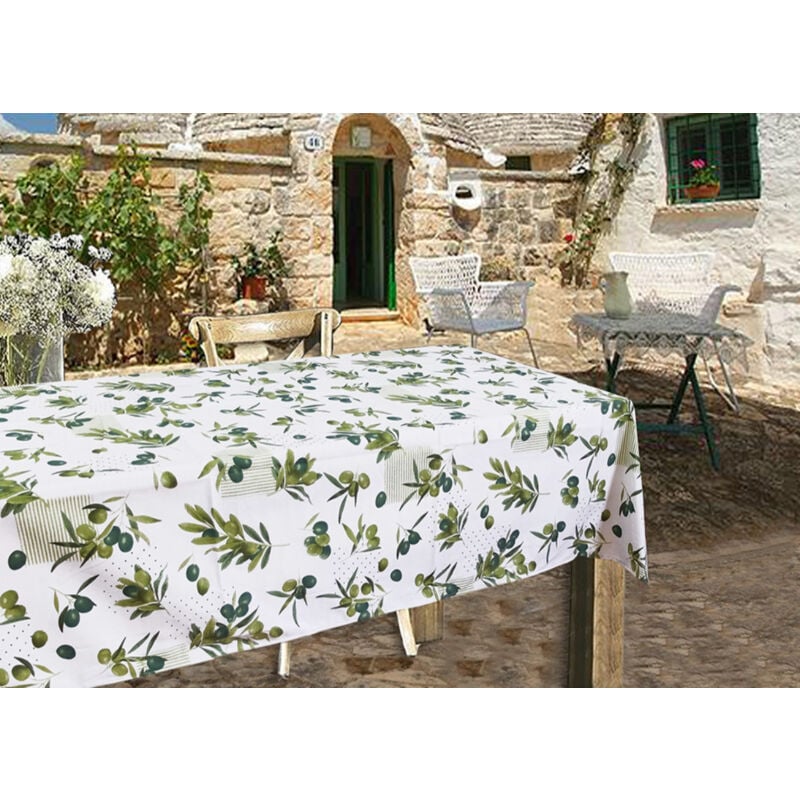 foto del prodotto tovaglia per salotto cucina tavolo 100 cotone made in italy alberobello rp, misura140x300colorealberobello