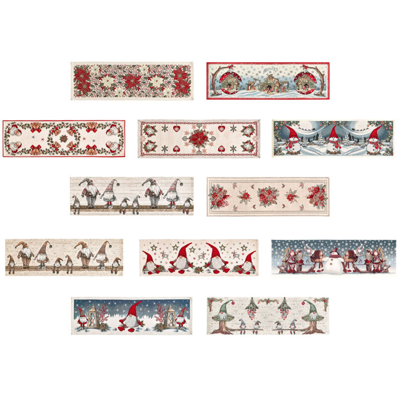 foto del prodotto tovaglia centrino runner tavolo fantasie natalizie centrotavola cinigliato made italy, misura40x130colorelanterna