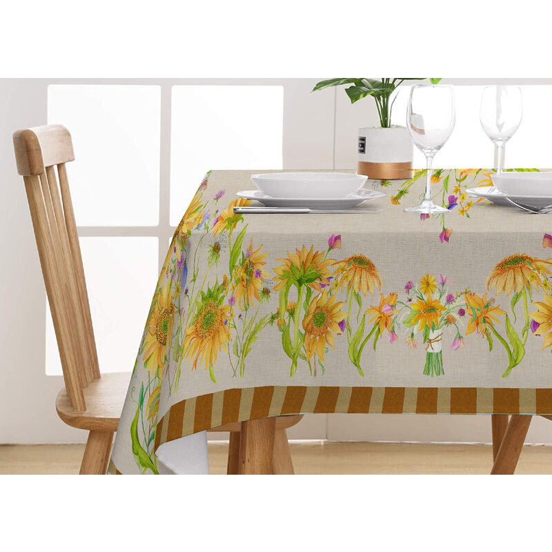 foto del prodotto tovaglia tavolo cucina copritavola digitale 100 cotone girasoli sv, misura145x190coloregirasoli