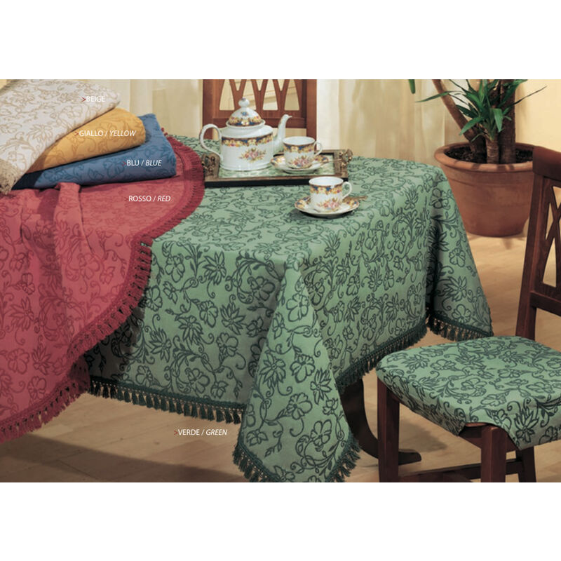 foto del prodotto copritavolo jacquard disegno primavera by suardi, misura150x150colorerosso