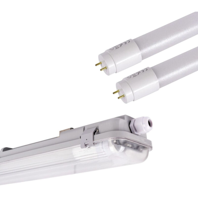 foto del prodotto lotto plafoniera stagna doppia 60cm 2 tubo led t8 9w 6000k