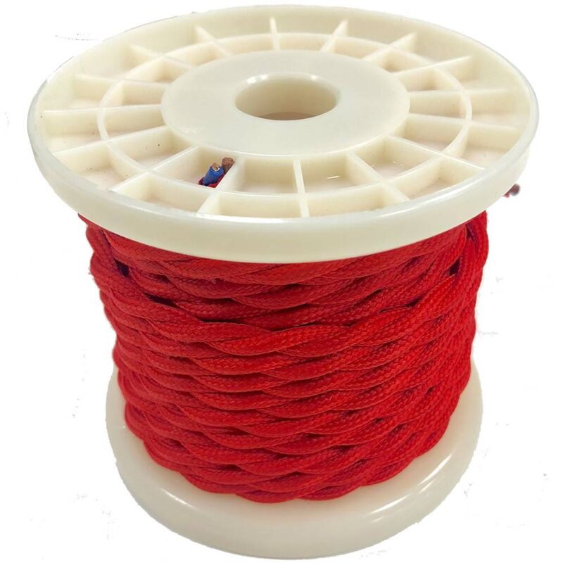 foto del prodotto cavo elettrico tessile intrecciato decorativo 2x0,75 rosso 10