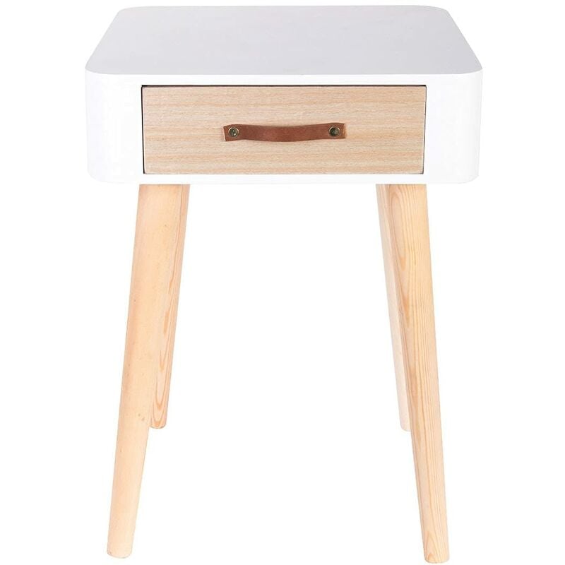 foto del prodotto home deco factory tavolo, legno, bianca, 35 x 35 x 48 cm