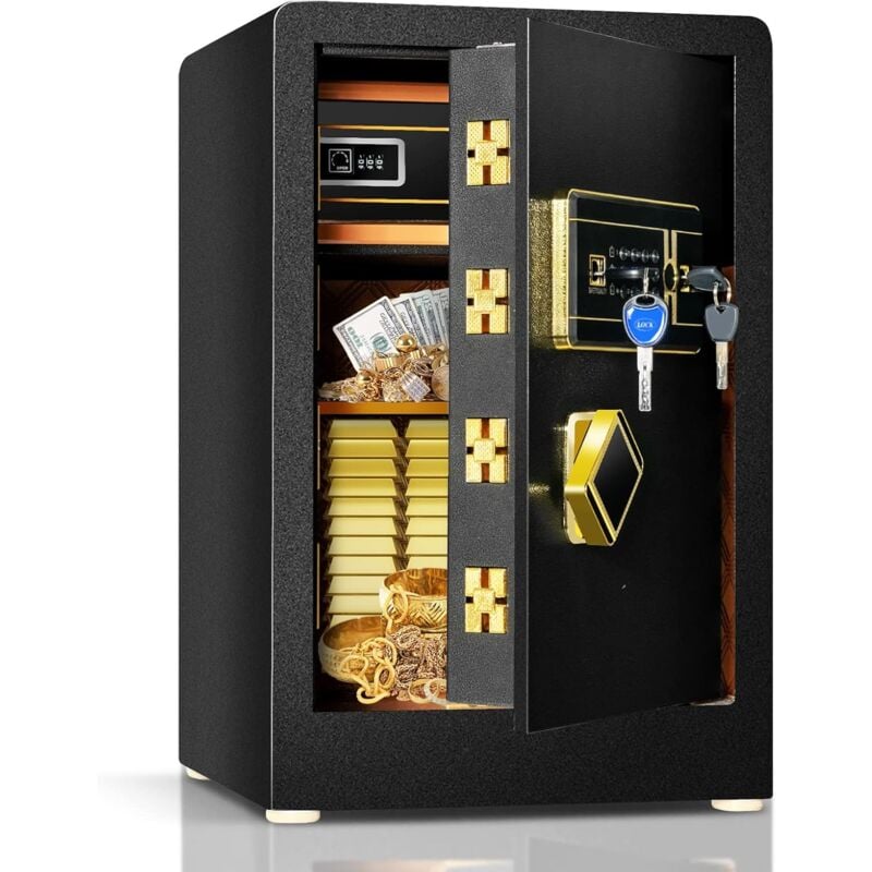 immagine 0 del prodotto cassaforte con codice elettronico e chiave, acciaio, password nascoste, ripiano regolabile, sistema di allarme goplus