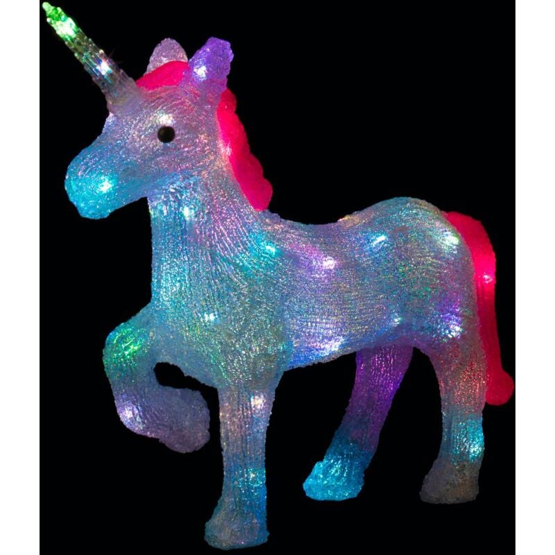foto del prodotto unicorno illuminato da esterno h43,5 cm 40 led trasformatore feeric lights christmas