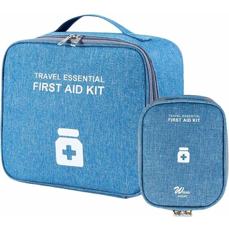 foto del prodotto kit di pronto soccorso vuoto, borsa medica portatile di emergenza, scatola di immagazzinaggio per auto, ufficio, escursionismo, sport, casa blu, 2