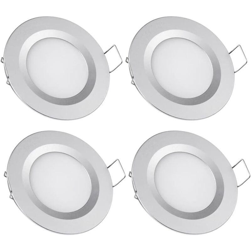immagine 0 del prodotto lablanc set di 4 faretti da incasso a led 12v extra piatti dimmerabili per camper e barche, argento 3w, bianco caldo 3200k, per mobili da bagno di