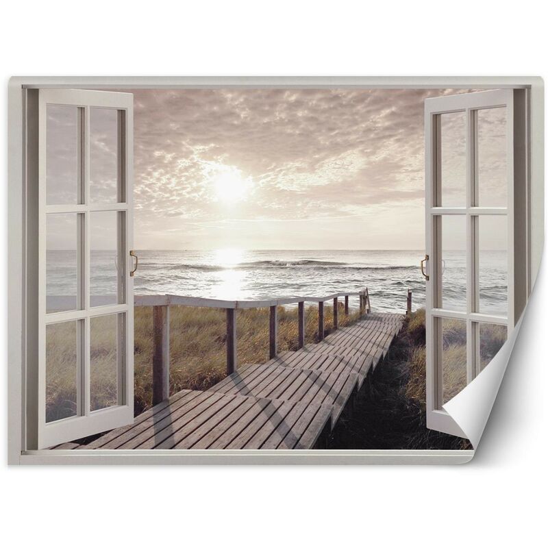 foto del prodotto gbshop carta da parati, finestra passerella per la spiaggia 210x150