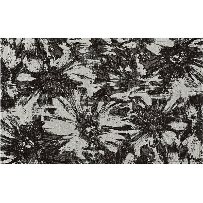 foto del prodotto tappeto salotto velour antiscivolo dis fior di loto colore nero suardi, misura85x150colorenero