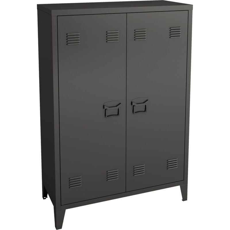 foto del prodotto armadietto spogliatoio da ufficio per ufficio, officina, camera da letto, ufficio in metallo, acciaio con 2 ante 110 x 75 x 33 cm nero opaco