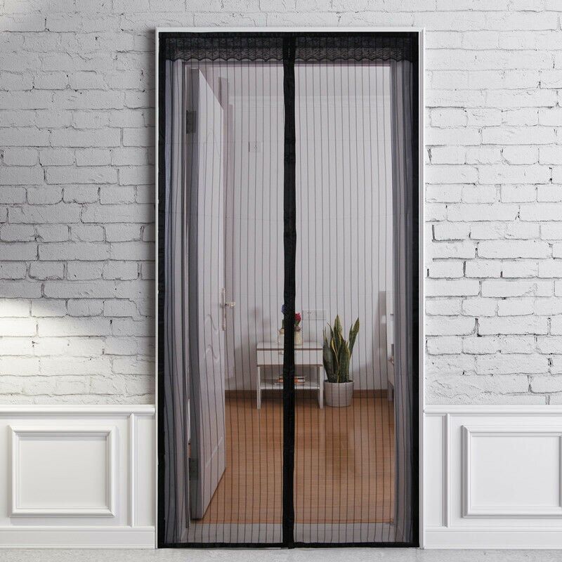 foto del prodotto tenda per porta contro gli insetti zanzariera magnetica porta 80x205cm magnetica nera