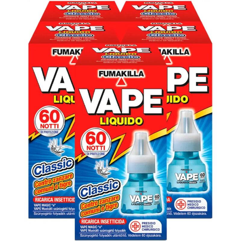 foto del prodotto 5 x vape ricarica liquida 60 notti insetticida zanzare tigre mosche pmc