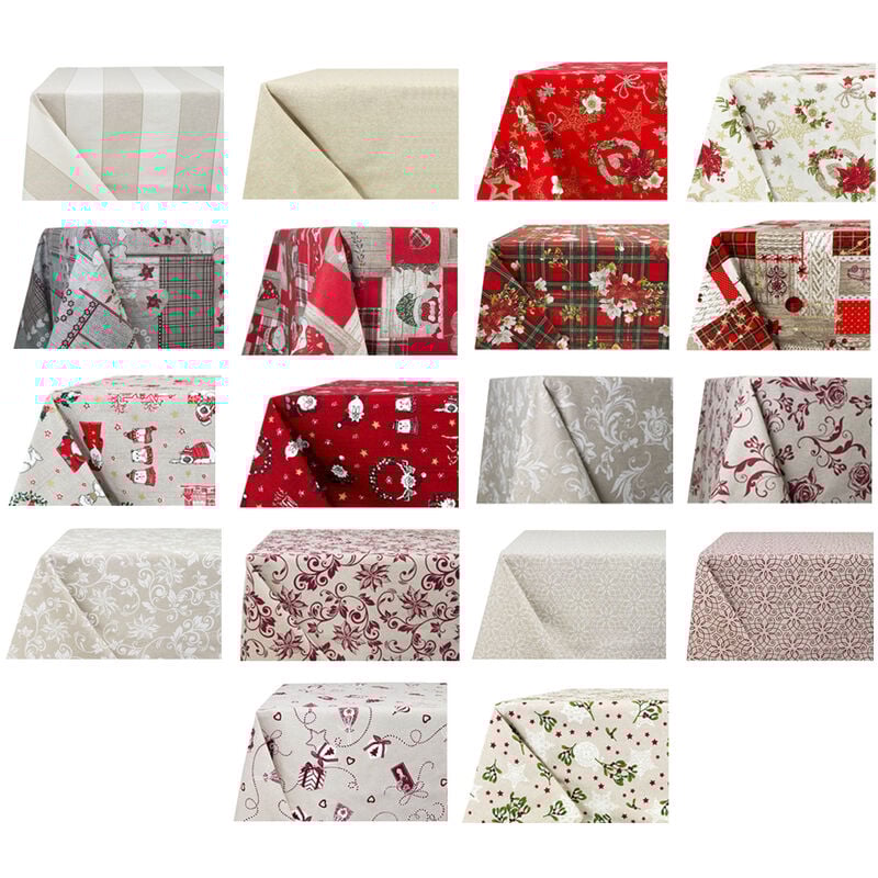 foto del prodotto tovaglia natalizia cucina soggiorno copritavolo natale made italy disegni assortiti, misura140x360coloretinta unita lam 