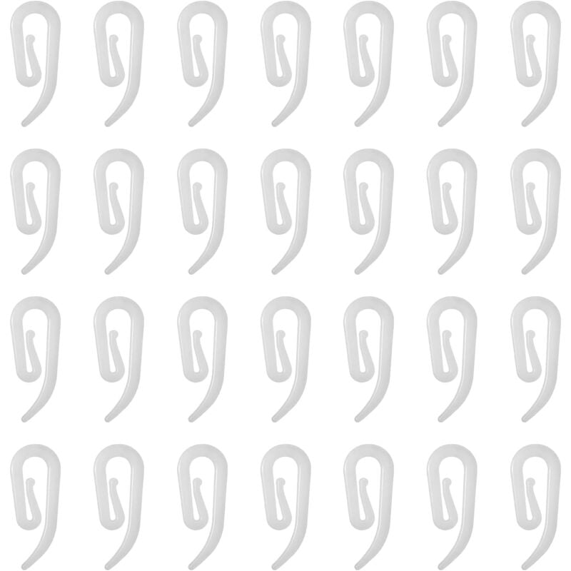 foto del prodotto lablanc ganci per tende, 100 pezzi di ganci in plastica bianca, ganci per binario per tende, ganci per tende per finestre, tende per porte e tende