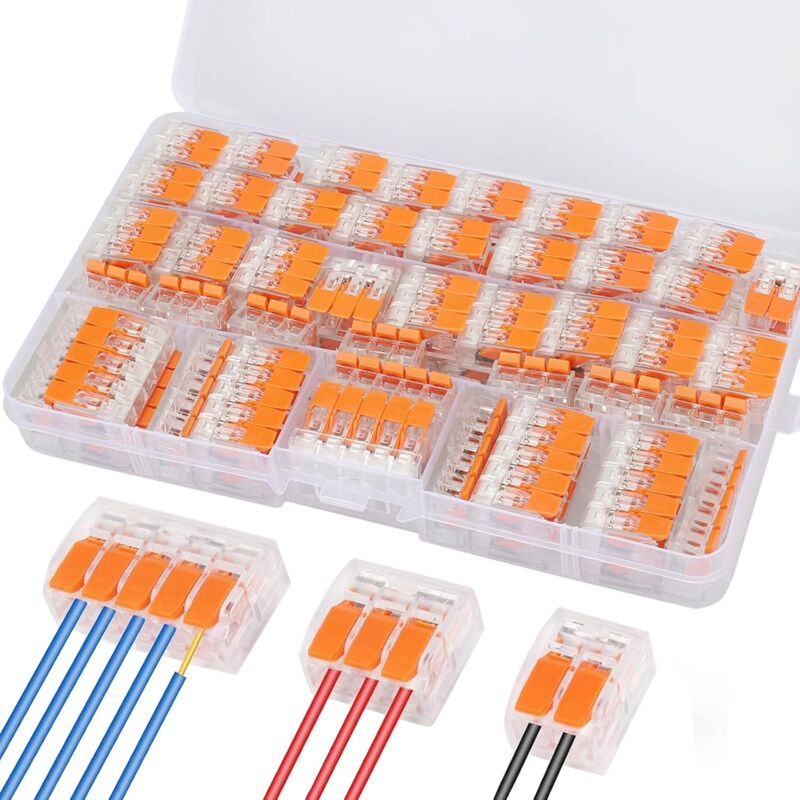 foto del prodotto lablanc connettori elettrici, 75 pezzi, connettori elettrici rapidi 28 12 awg, connettori compatti ignifughi pa pc, 35 pezzi, 2 ingressi, 25 pezzi,
