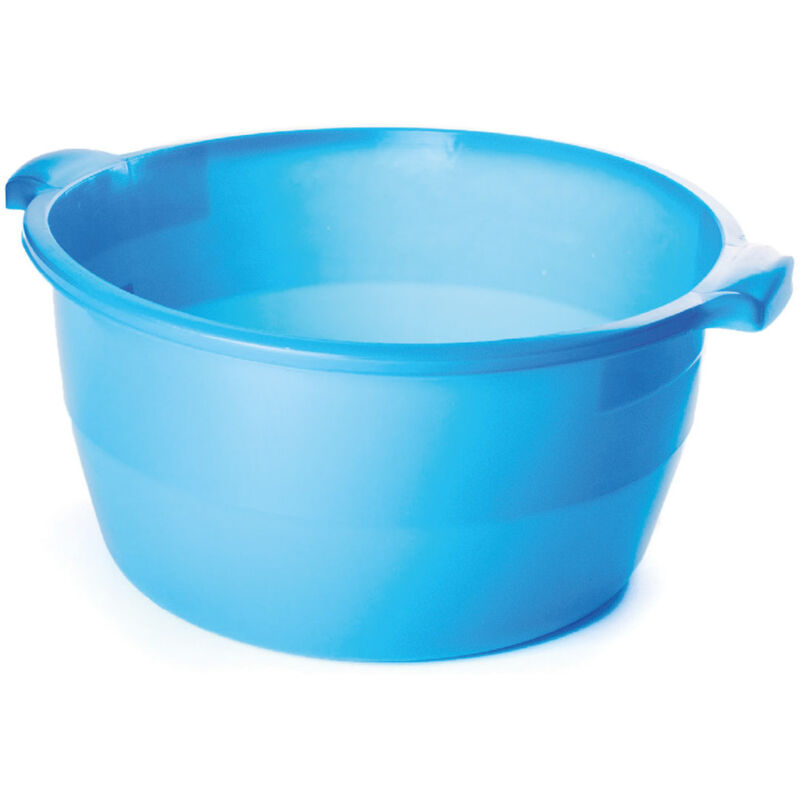 foto del prodotto bacinella per bucato pulizie rotonda in plastica azzurra con manici laterali, misura30cmcolorebacinella