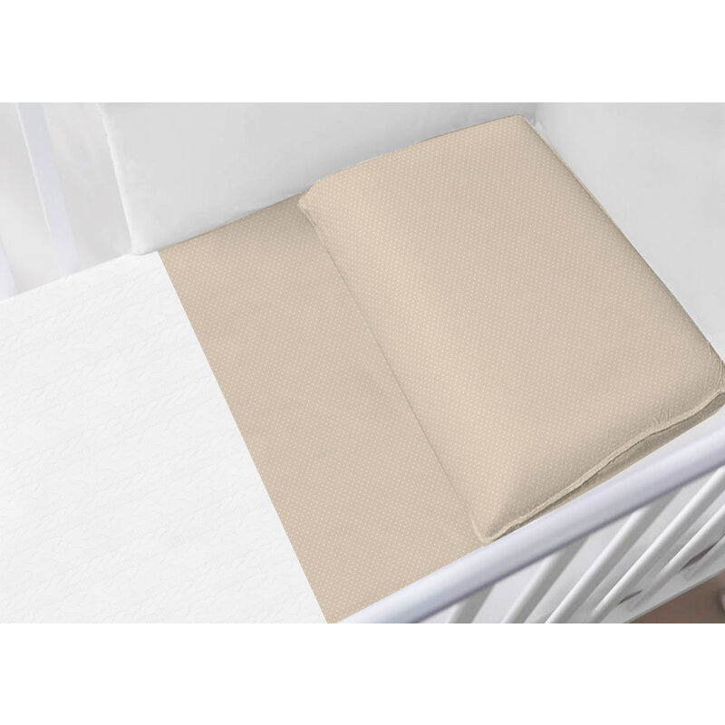 foto del prodotto lenzuolo cordonetto per lettino e culla fantasia pois, misuracullacolorebeige