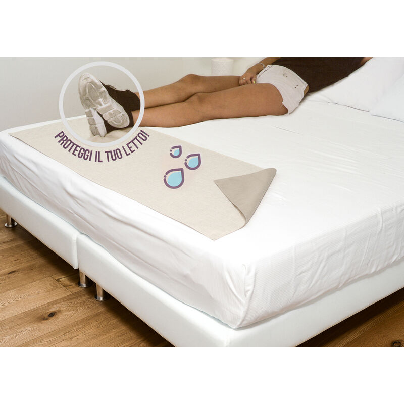 foto del prodotto lenzuolo bed runner waterproof impermeabile bicolor tinto filo, misura55x150colorelatte juta