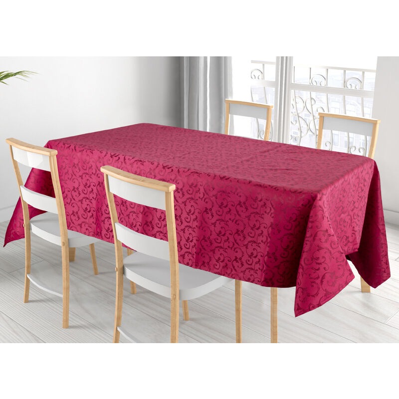 foto del prodotto tovaglia natale cucina soggiorno antimacchia idrorepellente jacquard queen bordeaux, misura40x140colorequeen