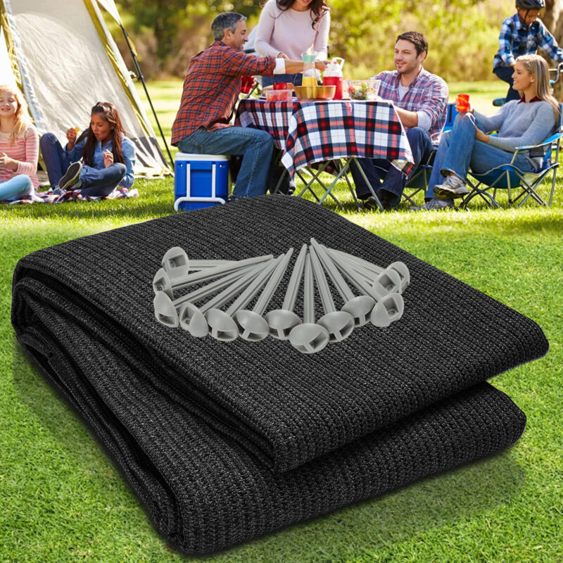foto del prodotto hengda tappetino per tenda tenda impermeabile da campeggio telo per tenda all aperto telo da picnic coperta caravan ,nero, 200x202cm