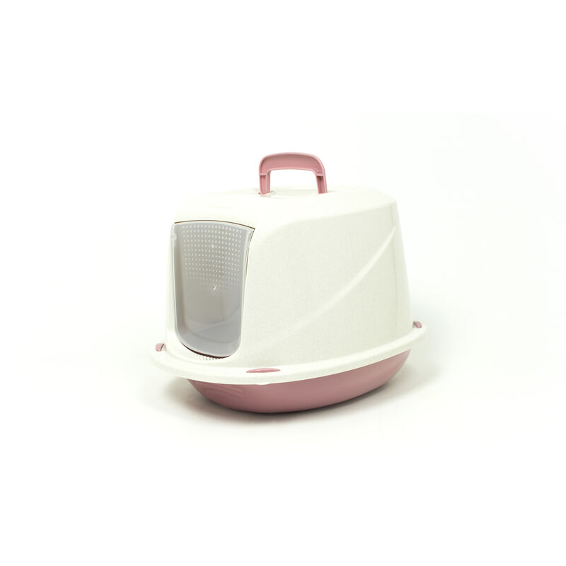 foto del prodotto lettiera toilette per gatti con coperchio e sportello 45x36x32,5cm mod 700098 rosa