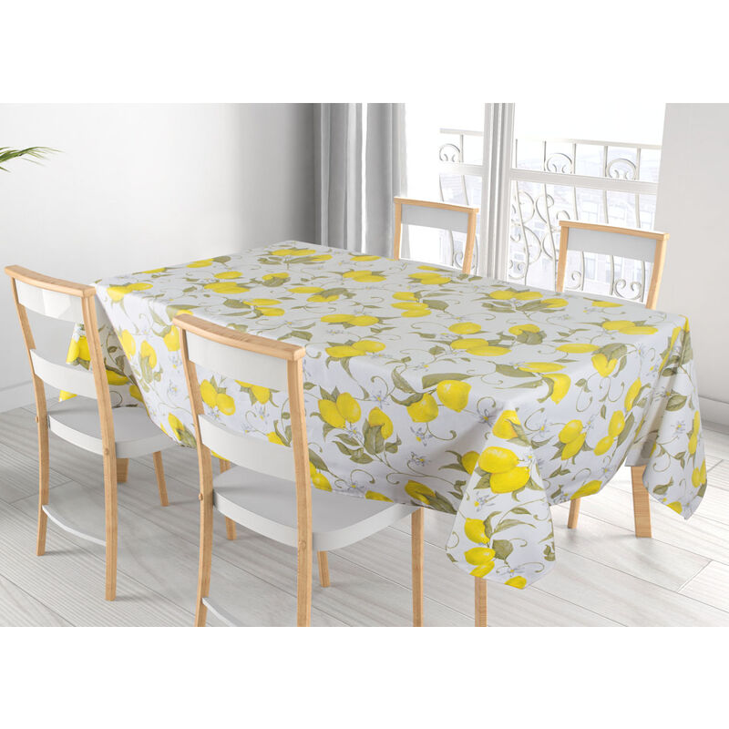 foto del prodotto tovaglia cucina copritavolo 100 cotone made in italy cedro limoni estate, misura90x90colorelimoni