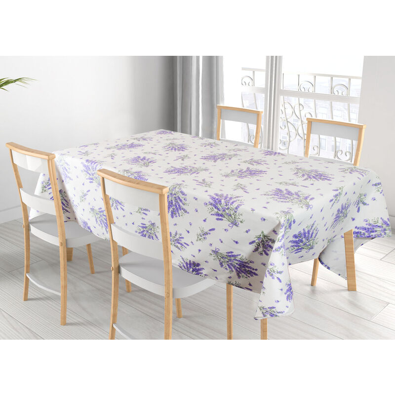foto del prodotto tovaglia cucina copritavolo 100 cotone made in italy disegno lavanda rp, misura90x90colorelavanda