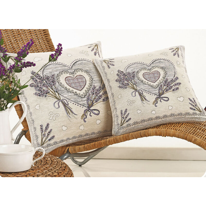 foto del prodotto federa cuscino arredo casa fodera tessuto cinigliato fantasia floreale lavanda, misura40x40colorelavanda