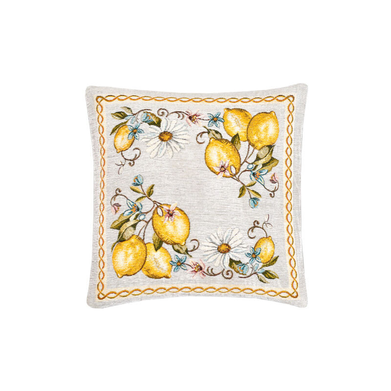 foto del prodotto federa cuscino arredo casa fodera tessuto cinigliato estivo limoni, misura50x50colorelimoni