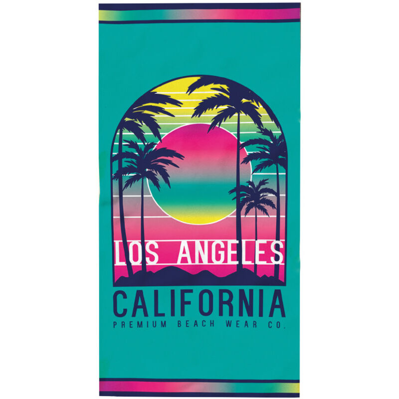 foto del prodotto telo mare stampato in spugna disegno california los angeles