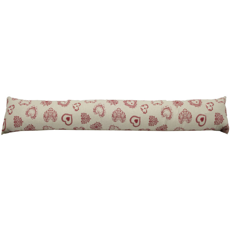 foto del prodotto paraspiffero decorativo salsicciotto porta finestra sfoderabile cuore rosso 110cm