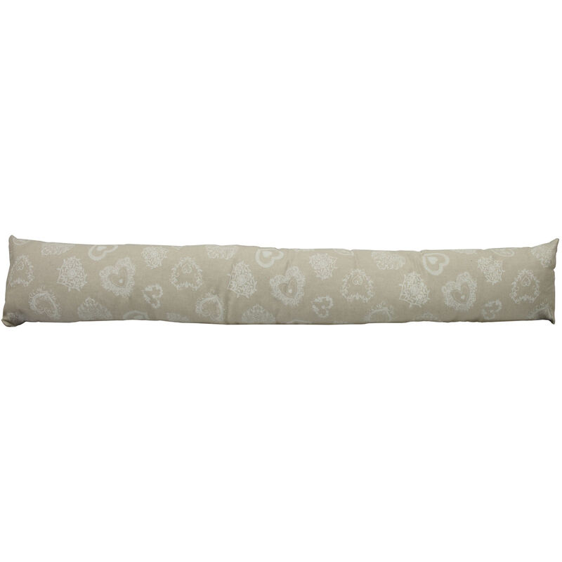 foto del prodotto paraspiffero decorativo salsicciotto porta finestra sfoderabile cuore bianco 110cm