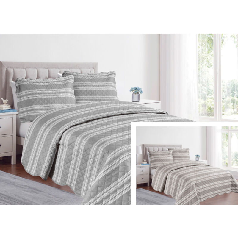 foto del prodotto copriletto trapuntato quilt estivo piumino 100gr mq disegno pinsonic infinity, misura1 piazza e mezzacoloregrigio