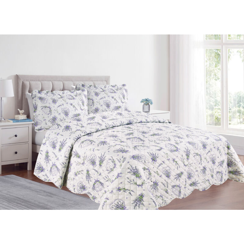 foto del prodotto copriletto trapuntato quilt estivo piumino 100gr mq disegno pinsonic lavanda, misura1 piazza e mezzacolorelavanda