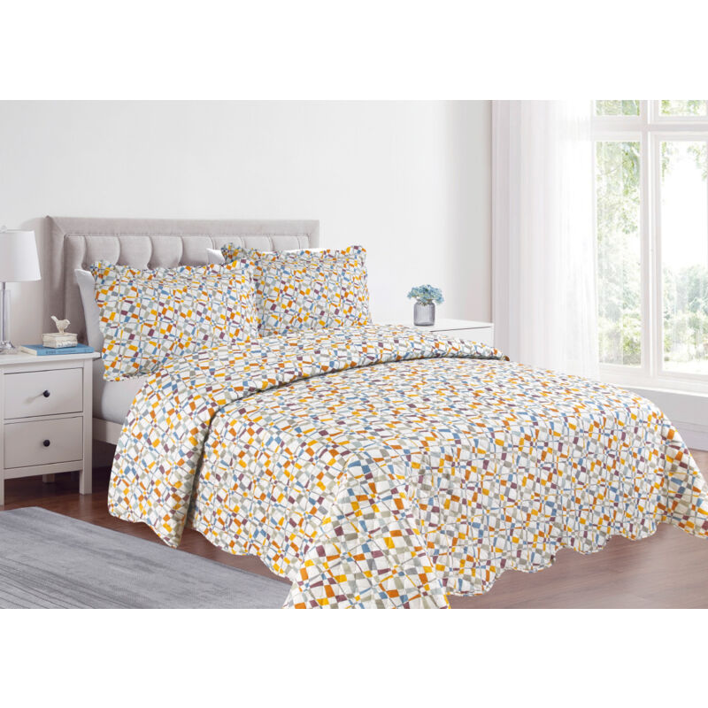 foto del prodotto copriletto trapuntato quilt estivo piumino 100gr mq disegno pinsonic happy, misuramatrimonialecolorehappy