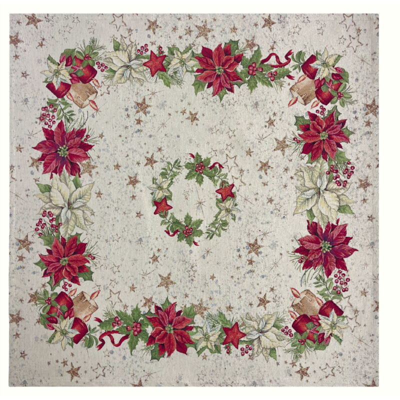 foto del prodotto tovaglia natale centrino runner centrotavola natalizio gobelin candela new 1270, misura100x100colorecandela new